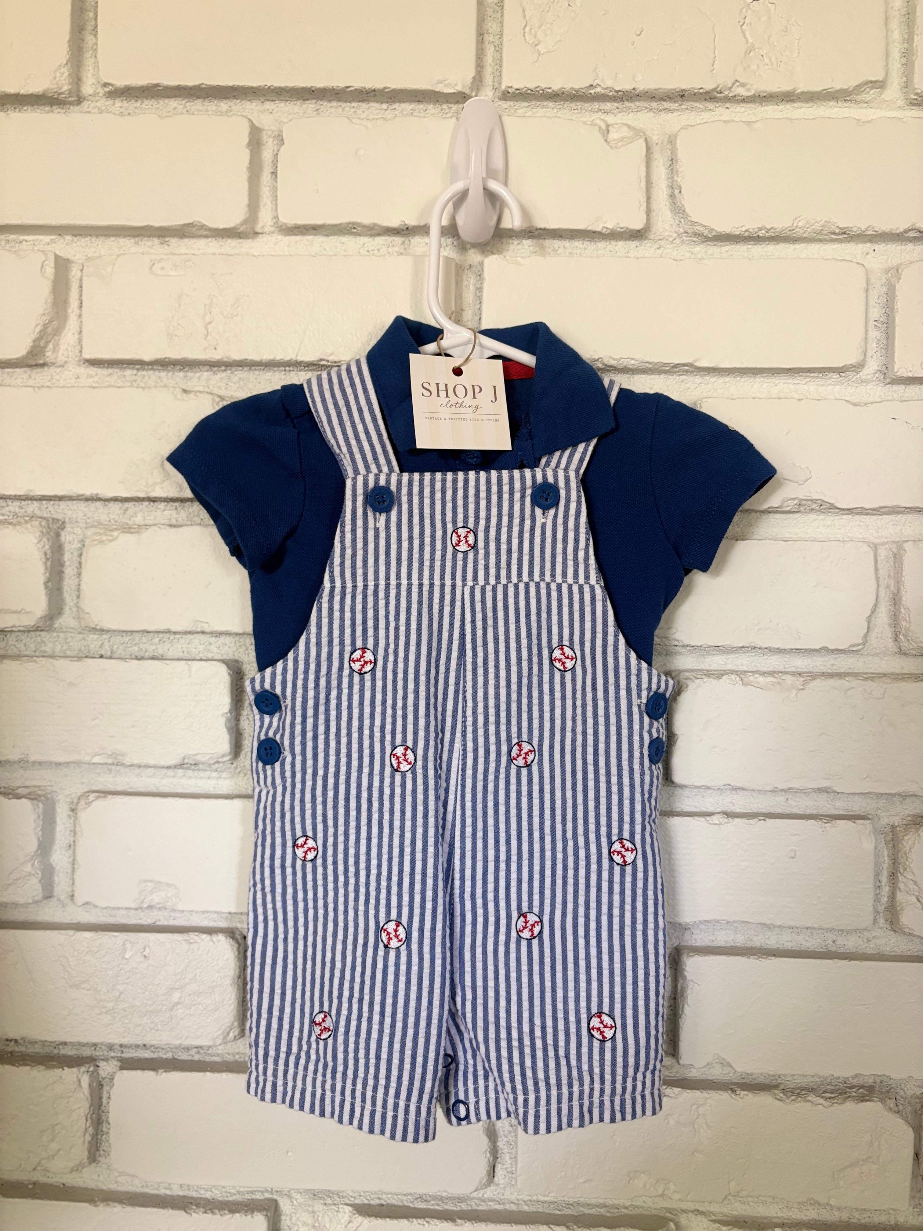 Little Me Romper Baseball Set 6 Months